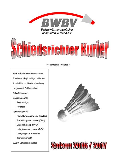 BWBV-Schiedsrichter Kurier 2016/2017