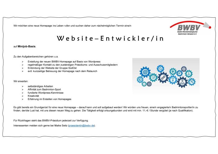Website – Entwickler/in gesucht